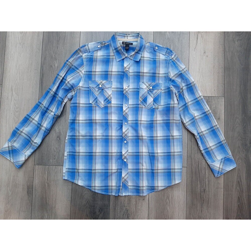 international concepts long sleeve button up shirt Blue XL